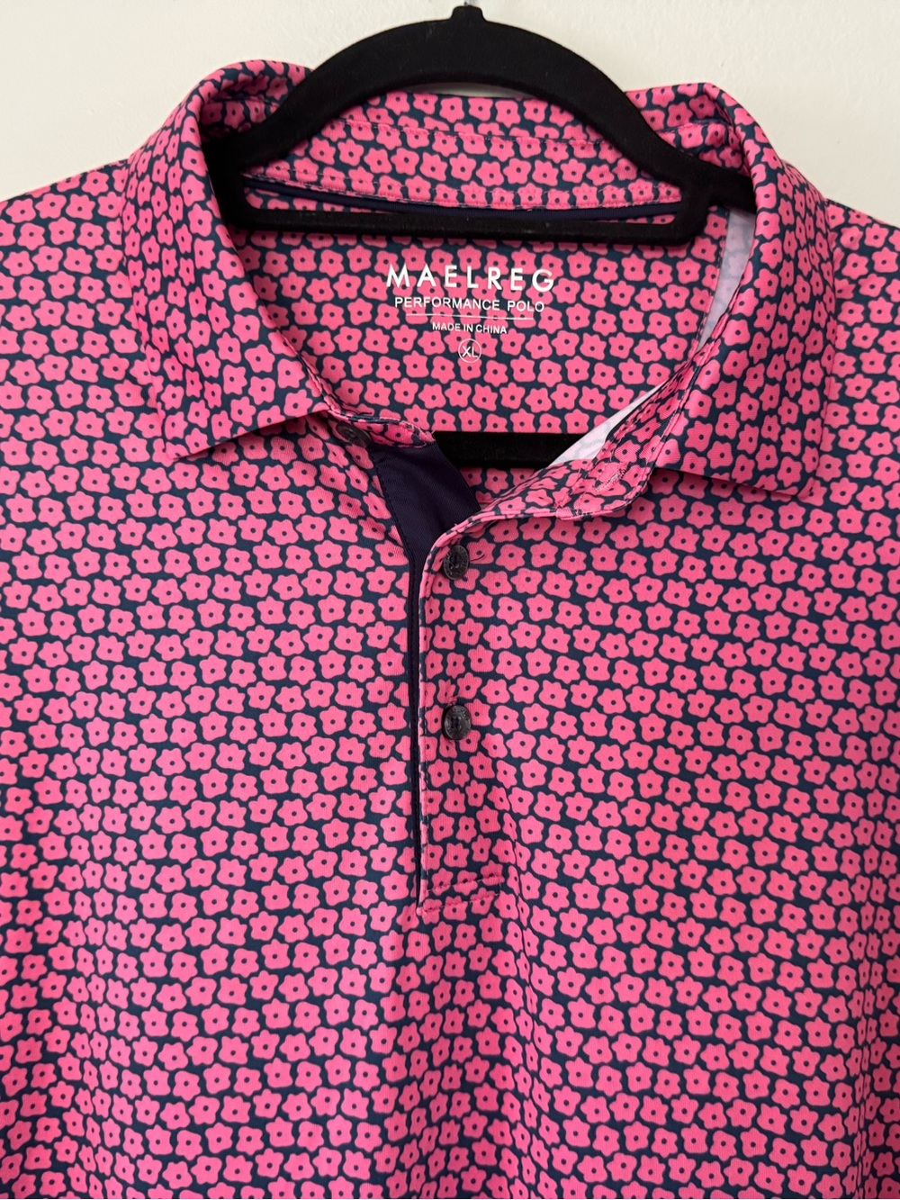 Maelreg Pink Floral Performance Polo Shirt - Men's XL